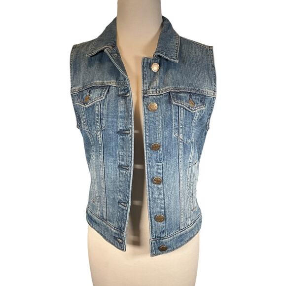 J.Crew Indigo Denim Vest Size S | Button Front Classic Jean Style Excellent - Picture 9 of 11